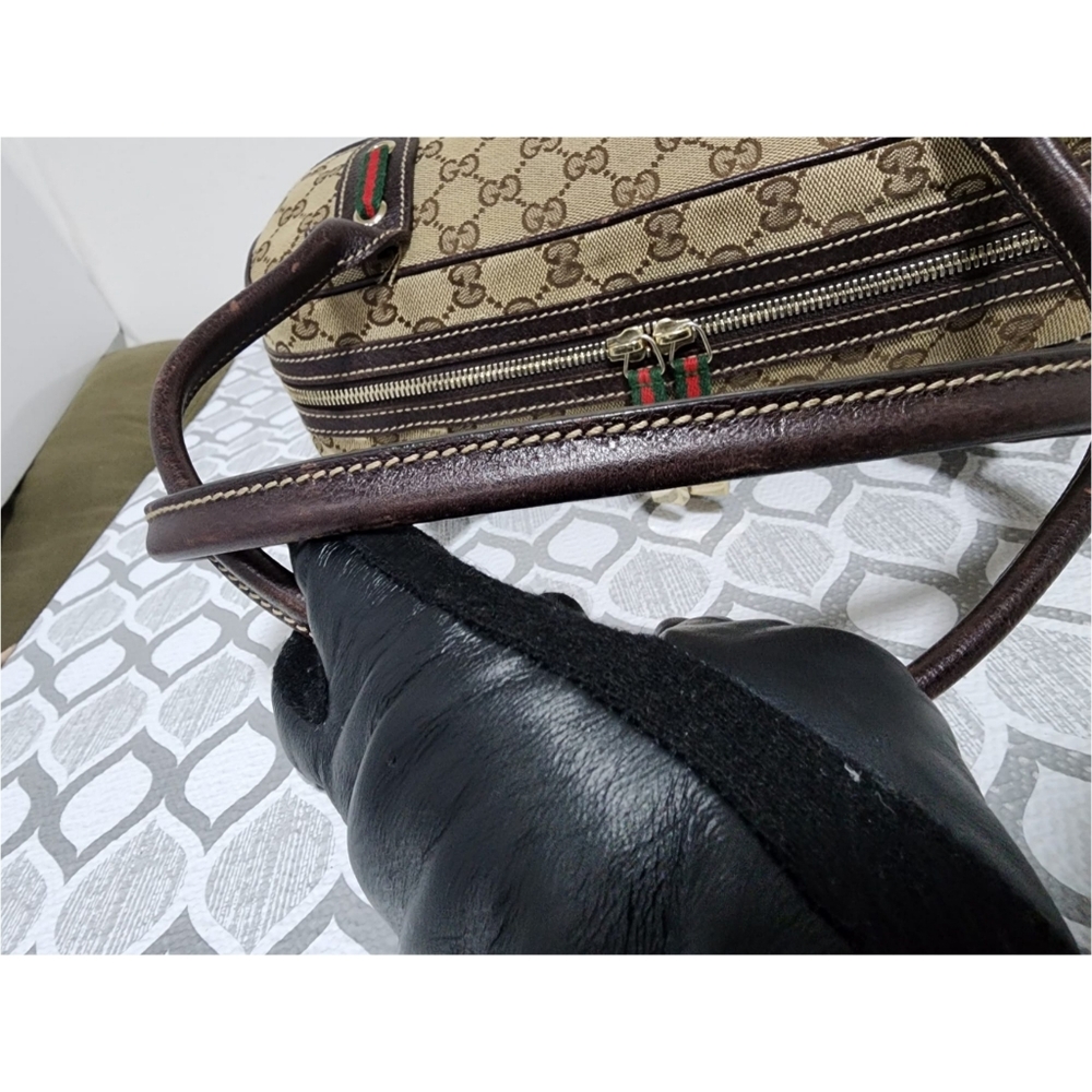 GUCCI Vintage Monogram Small Princy Shoulder Dark Brown/Beige - Picture 12 of 14
